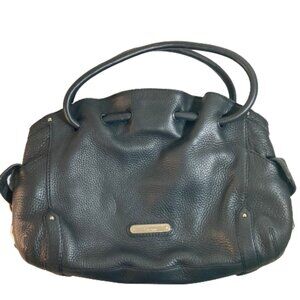 Cole Haan Leather Shoulder Bag Pebbled Black Large Lined Many Features, EUC